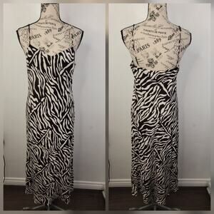 INC International Concepts Slip Dress SZ 6 Brown Zebra Print 100% Silk Coquette